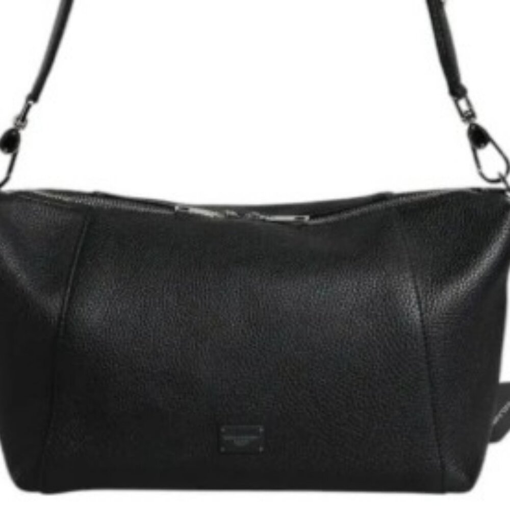 D&G Black Leather Logo Plaque Shoulder Crossbody Bag